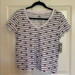 New Disney Minnie Mouse t shirt XS stripped cotton